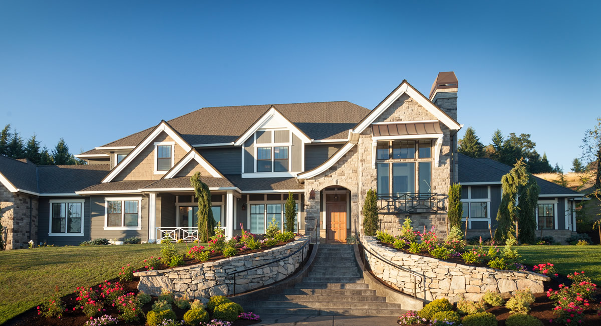 Front elevation entry with covered porch